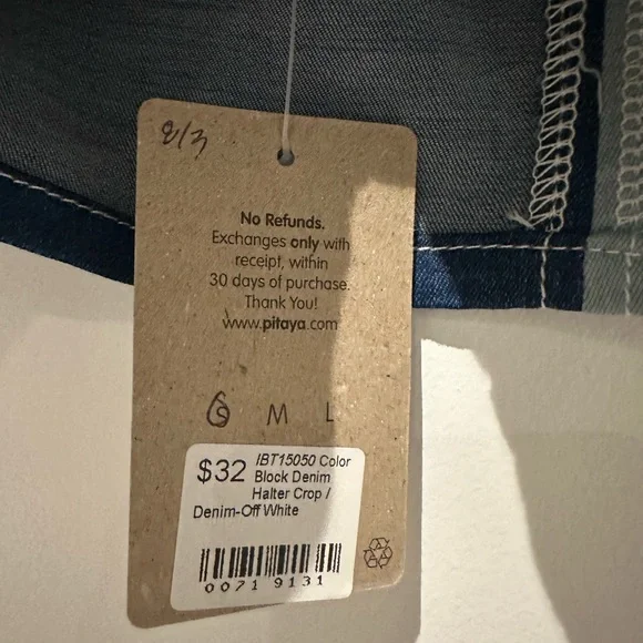 Denim Colorblock Halter Top - Picture 4 of 5